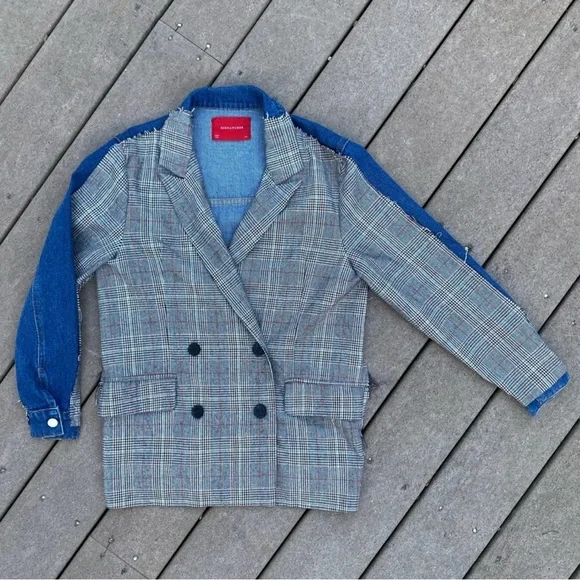 Signature8 Plaid + Denim Blazer Jacket | Size S/M - Picture 2 of 11